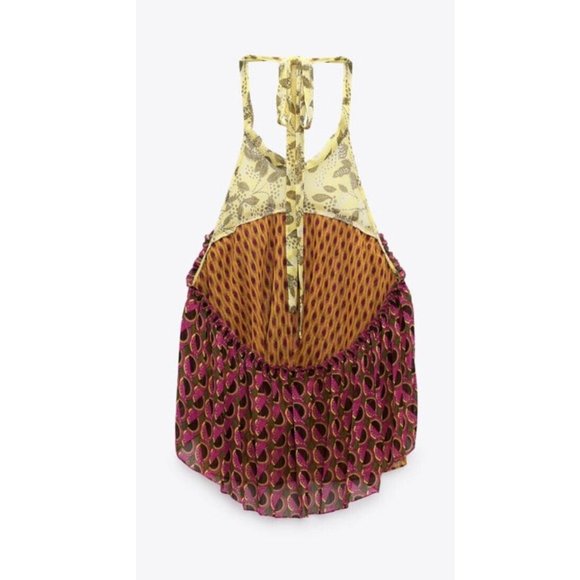 NWT - Zara Boho Peplum Halter Neck Top - Picture 9 of 10